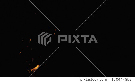 fire flames of campfire over black background, for overlay 130444895