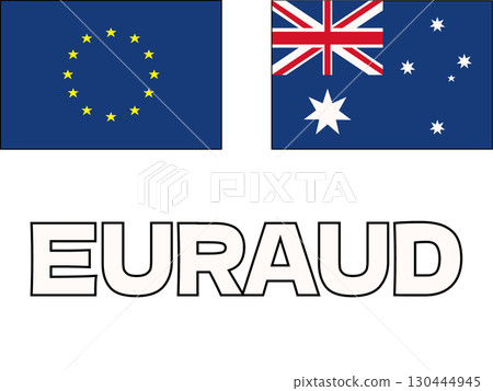 簡單的歐元澳元圖標插圖 簡單的歐元澳元圖標插圖 130444945