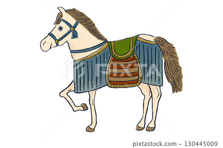 Ukiyo-e illustration of the horse, the zodiac sign of the year of the horse, perfect for 2026 cards and New Year's cards. Retro Japanese-style material for the Japanese New Year. 130445009