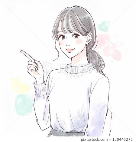 婦女和女孩的水彩和手繪插圖素材 婦女和女孩的水彩和手繪插圖素材 130445275