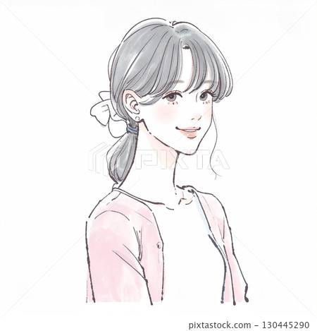 婦女和女孩的水彩和手繪插圖素材 婦女和女孩的水彩和手繪插圖素材 130445290