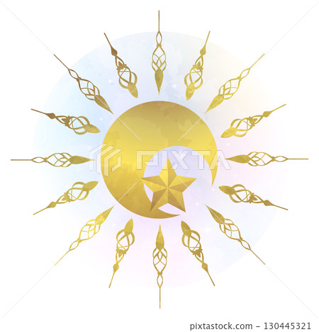 月亮和星星裝飾插圖 130445321