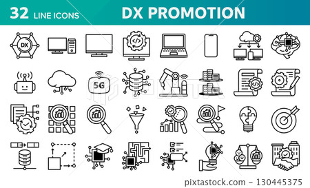 A set of 32 icons to promote digital transformation. A set of 32 icons to promote digital transformation. 130445375