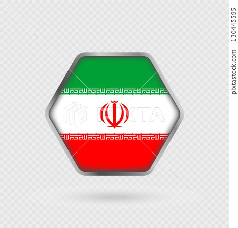 Iran flag in a hexagon frame. Iran flag in a hexagon frame. 130445595