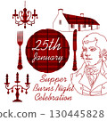 Robert Burns Night 25th January, United Kingdom Scotland background vintage invitation illustration 130445828