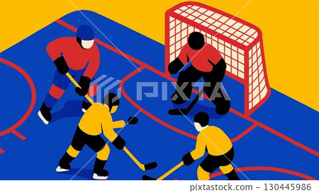 Ice hockey game flat design illustration Ice hockey game flat design illustration 130445986