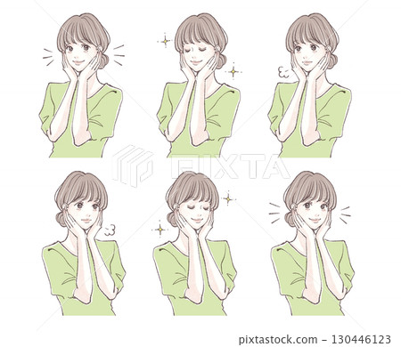 婦女和女孩的手繪插圖素材 130446123