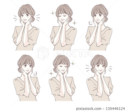 Hand-drawn illustration material of women and girls 130446124