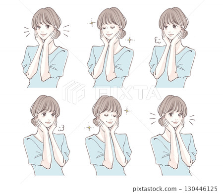 婦女和女孩的手繪插圖素材 130446125