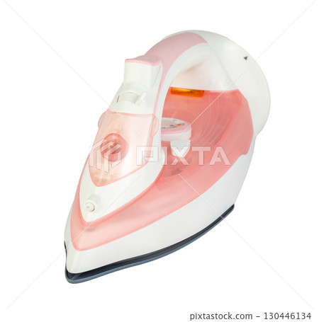 Pink and White Cordless Steam Iron on a White Background Pink and White Cordless Steam Iron on a White Background 130446134