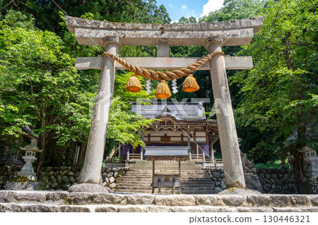 Shirakawa Hachiman Shrine torii gate in Shirakawa-go, Japan Shirakawa Hachiman Shrine torii gate in Shirakawa-go, Japan 130446321