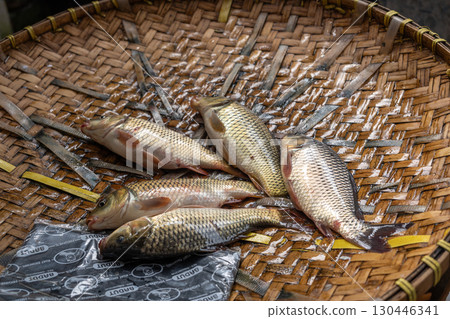 Fresh fish at Pasar Bolu market in Rantepao, Toraja, Sulawesi, Indonesia Fresh fish at Pasar Bolu market in Rantepao, Toraja, Sulawesi, Indonesia 130446341