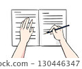 Illustration material: Notebook, hand writing, pencil 130446347