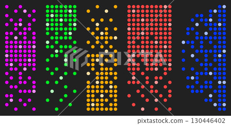 Rectangular grid elements dissolve into scattered noise particles in this abstract background design perfect for digital transformation or technology fade effect theme 130446402