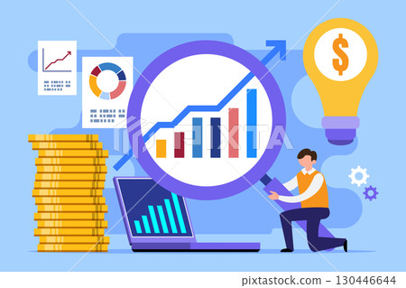 Business Growth Analytics with Coins and Graph Vector Illustration Business Growth Analytics with Coins and Graph Vector Illustration 130446644