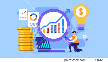 Business Growth Analytics with Coins and Graph Vector Illustration Business Growth Analytics with Coins and Graph Vector Illustration 130446645