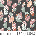Vector seamless pattern with abstract botanical silhouettes and colorful shapes. Scandi floral texture in modern minimalism 130446648