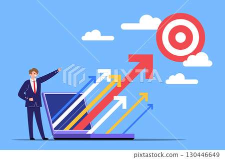 Business Growth Arrows Target Vector Illustration Business Growth Arrows Target Vector Illustration 130446649