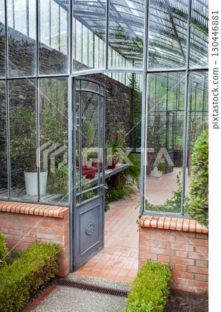 Plants growing in a stylish veranda 130446881