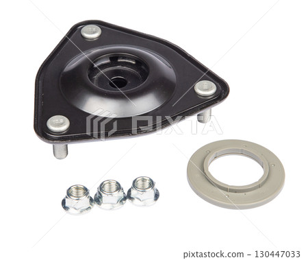 Suspension strut support bearing isolated on white Suspension strut support bearing isolated on white 130447033