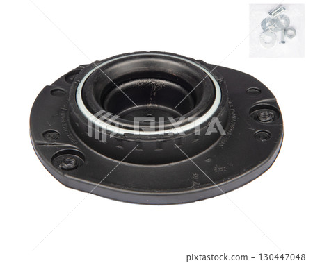 Suspension strut support bearing isolated on white Suspension strut support bearing isolated on white 130447048