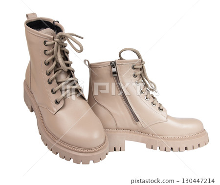 classic autumn winter women's boots on white background 130447214