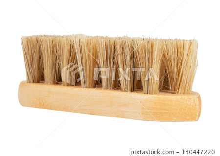 wooden shoe polishing brush on a white background wooden shoe polishing brush on a white background 130447220