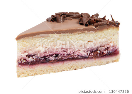 Creamy dark chocolate cheesecake with chocolate isolated on white background Creamy dark chocolate cheesecake with chocolate isolated on white background 130447226