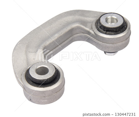 new suspension arm of a vehicle on a white background. New suspension lower control arm of a vehicle, isolated on white background new suspension arm of a vehicle on a white background. New suspension lower control arm of a vehicle, isolated on white background 130447231
