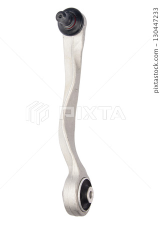 new suspension arm of a vehicle on a white background. New suspension lower control arm of a vehicle, isolated on white background new suspension arm of a vehicle on a white background. New suspension lower control arm of a vehicle, isolated on white background 130447233