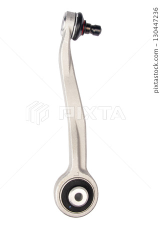new suspension arm of a vehicle on a white background. New suspension lower control arm of a vehicle, isolated on white background new suspension arm of a vehicle on a white background. New suspension lower control arm of a vehicle, isolated on white background 130447236