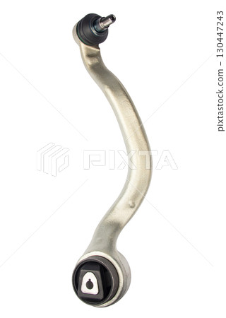 new suspension arm of a vehicle on a white background. New suspension lower control arm of a vehicle, isolated on white background new suspension arm of a vehicle on a white background. New suspension lower control arm of a vehicle, isolated on white background 130447243