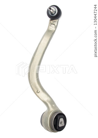 new suspension arm of a vehicle on a white background. New suspension lower control arm of a vehicle, isolated on white background new suspension arm of a vehicle on a white background. New suspension lower control arm of a vehicle, isolated on white background 130447244