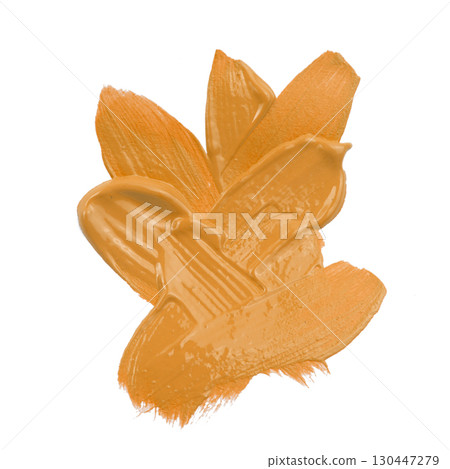 Beige smear paint or cream isolated on white background Beige smear paint or cream isolated on white background 130447279