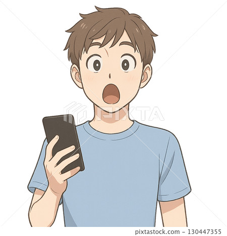 一個男人看著智能手機 一個男人看著智能手機 130447355