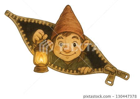 一個侏儒從拉鍊裡冒出來 一個侏儒從拉鍊裡冒出來 130447378