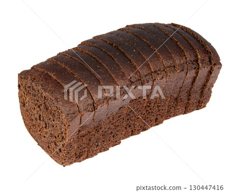 Rye malt bread sliced. Isolated on white background Rye malt bread sliced. Isolated on white background 130447416