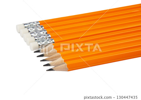 Sharpened graphite pencils isolated on white background 130447435