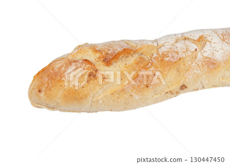 Loaf of Fresh French Baguette isolated on a White Background Loaf of Fresh French Baguette isolated on a White Background 130447450