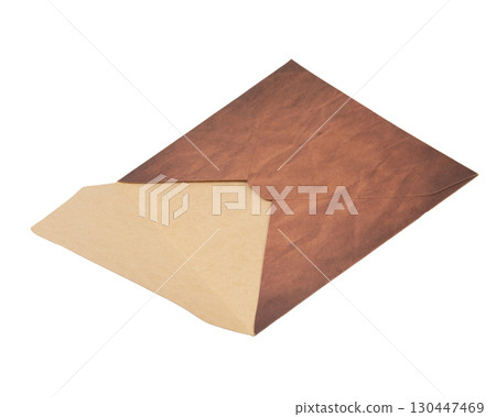 Craft brown paper envelope for mail isolated on the white background 130447469