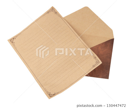 Craft brown paper envelope for mail isolated on the white background 130447472