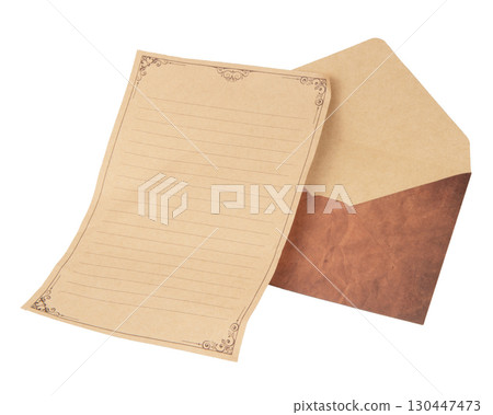 Craft brown paper envelope for mail isolated on the white background 130447473