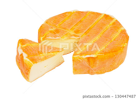 Brie or camambert cheese isolated on white background. Brie or camambert cheese isolated on white background. 130447487
