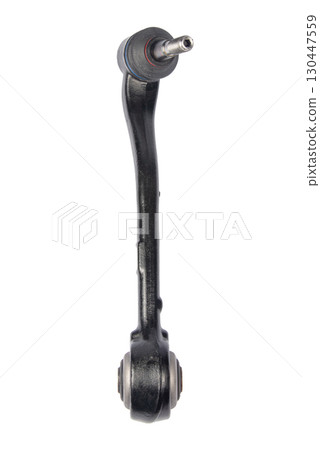new suspension arm of a vehicle on a white background. New suspension lower control arm of a vehicle, isolated on white background new suspension arm of a vehicle on a white background. New suspension lower control arm of a vehicle, isolated on white background 130447559