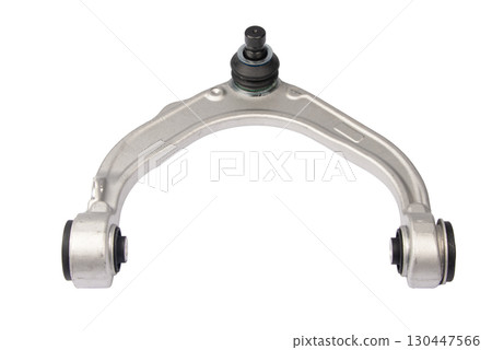 new suspension arm of a vehicle on a white background. New suspension lower control arm of a vehicle, isolated on white background new suspension arm of a vehicle on a white background. New suspension lower control arm of a vehicle, isolated on white background 130447566