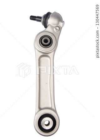 new suspension arm of a vehicle on a white background. New suspension lower control arm of a vehicle, isolated on white background 130447569