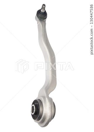new suspension arm of a vehicle on a white background. New suspension lower control arm of a vehicle, isolated on white background new suspension arm of a vehicle on a white background. New suspension lower control arm of a vehicle, isolated on white background 130447586