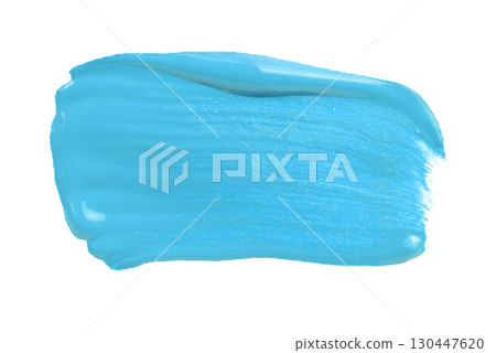Blue smear paint or cream isolated on white background 130447620