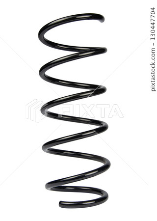 Metal dark car spring isolated on white background Metal dark car spring isolated on white background 130447704