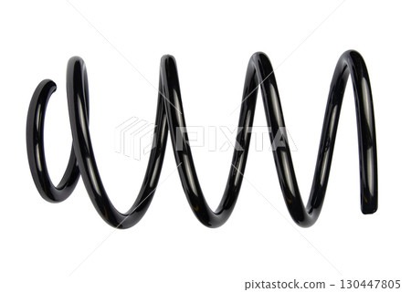 Black Coil Spring Isolated On White Background Black Coil Spring Isolated On White Background 130447805